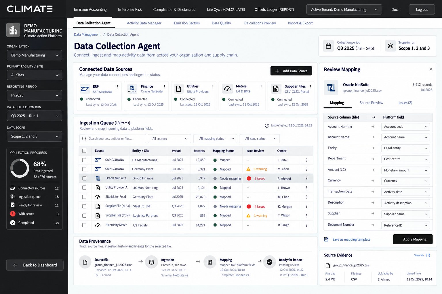 Data Collection screen